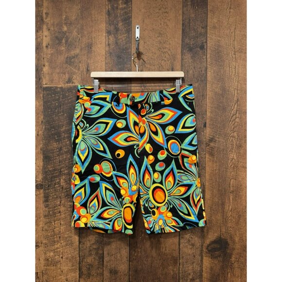 Loudmouth Golf Shorts Fits Men Black Bold Paisley Floral Geometric Sz 36 EUC - Picture 2 of 7